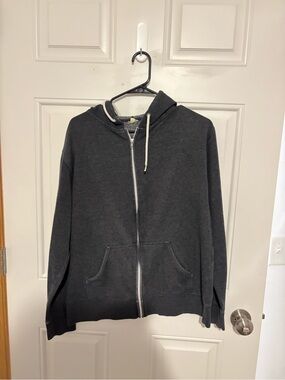 Men's Washed Charcoal Full-Zip Hoodie Sweater